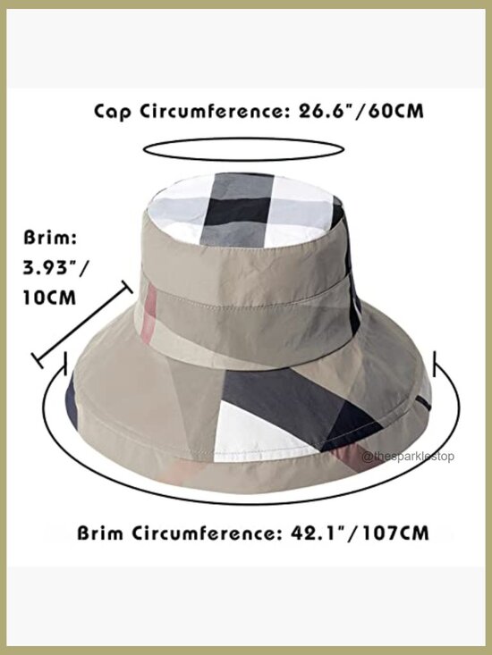 Foldable Plaid Fisherman Sun Hat with Chin Strap Water Resistant